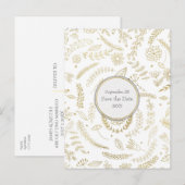 Carte Postale Faire-part Gold Floral Feuille Mariage rustique Enregistrer l (Devant / Derrière)