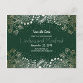 Carte Postale Faire-part Gold Floral Wonderland Emerald Green Enregistrer l (Devant)