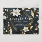 Carte Postale Faire-part Gold Floral Wreath Mariage Photo Enregistrer la da (Devant)