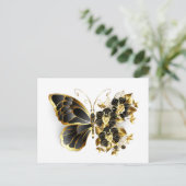 Carte Postale Faire-part Gold flower Butterfly with Black Orchid (Debout devant)