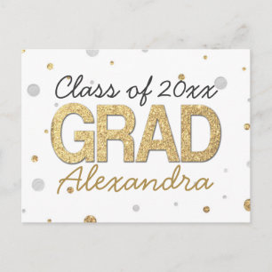 Carte Postale Faire-part Gold Foil Parties scintillant Confetti Graduation 