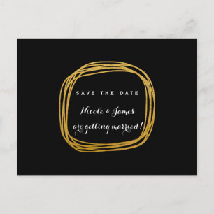 Carte Postale Faire-part Gold Foil Scribble Circle Moderne Enregistrer La D