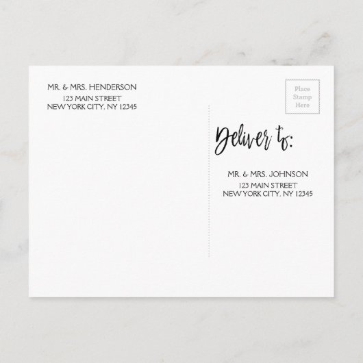 Carte Postale Faire-part Gold Foil Script Wedding Enregistrer la date Anana (Dos)