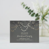 Carte Postale Faire-part Gold Foil String Lights Enregistrer la date (Debout devant)