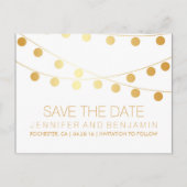 Carte Postale Faire-part Gold Foil String of Lights Enregistrer la date (Devant)