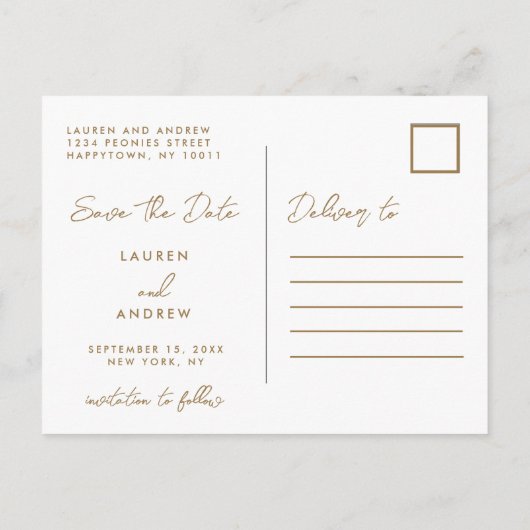 Carte Postale Faire-part Gold Funny Kids Photo Script Mariage Enregistrer l (Dos)