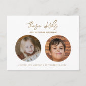 Carte Postale Faire-part Gold Funny Kids Photo Script Mariage Enregistrer l (Devant)