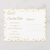 Carte Postale Faire-part Gold Hearts Confetti Enregistrer la date (Dos)