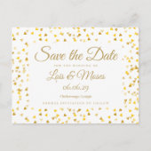 Carte Postale Faire-part Gold Hearts Confetti Enregistrer la date (Devant)