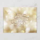 Carte Postale Faire-part Gold Lights Enregistrer la date Elégante fête d'an (Devant)