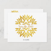 Carte Postale Faire-part Gold Look Star Mandala Bat mitzvah Enregistrer la  (Devant / Derrière)