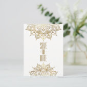 Carte Postale Faire-part Gold Mandala & White Elegant Chic Enregistrer la d (Debout devant)