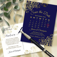 Gold & Navy Blue Wedding Enregistrer le calendrier