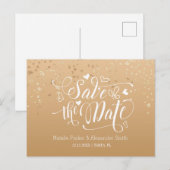 Carte Postale Faire-part Gold Pailleté | Save The Date (Devant / Derrière)