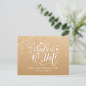 Carte Postale Faire-part Gold Pailleté | Save The Date (Debout devant)