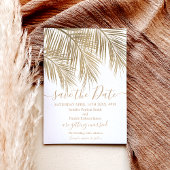 Carte Postale Faire-part Gold palm arbre feuille script tropical enregistre