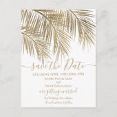 Carte Postale Faire-part Gold palm arbre feuille script tropical enregistre (Devant)