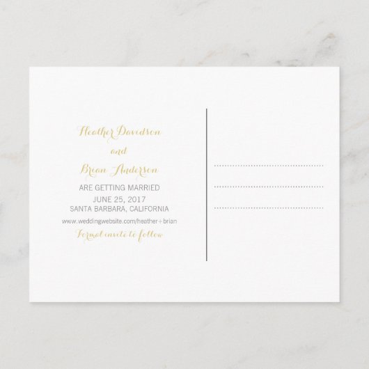 Carte Postale Faire-part Gold Parties scintillant Confetti Enregistrer la d (Dos)