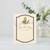 Carte Postale Faire-part Gold Pineapple Cream Black Tropical Enregistrer la (Debout devant)