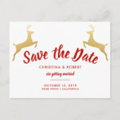 Carte Postale Faire-part Gold Reindeer | Noël | "Save the date" pour mariag (Devant)