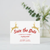 Carte Postale Faire-part Gold Reindeer | Noël | "Save the date" pour mariag (Debout devant)
