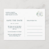 Carte Postale Faire-part Gold Script Géométrique Mariage vert Enregistrer l (Dos)