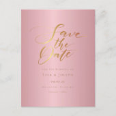 Carte Postale Faire-part Gold Script Rose Gold Enregistrer la date (Devant)