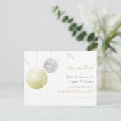 Carte Postale Faire-part Gold Silver Winter Wedding Enregistrer la date (Debout devant)