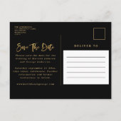 Carte Postale Faire-part Gold stars script photo mariage moderne (Dos)