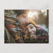 Carte Postale Faire-part Gold stars script photo mariage moderne (Devant)