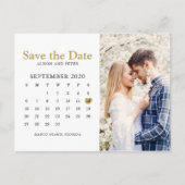 Carte Postale Faire-part Gold Wedding Enregistrer la photo Calendrier Date (Devant)