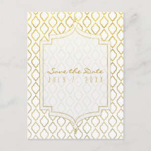 Carte Postale Faire-part Gold & White Elegant Marocain Glam Enregistrer la 