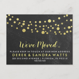Carte Postale Faire-part golden lights We've moved New address