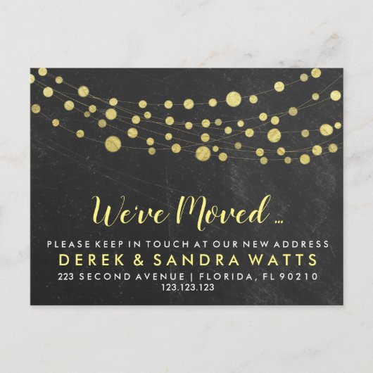 Carte Postale Faire-part golden lights We've moved New address (Devant)