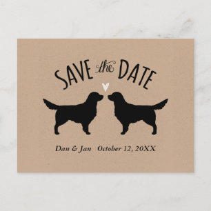 Carte Postale Faire-part Golden Retriever Silhouettes Mariage Enregistrer l