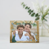 Carte Postale Faire-part Golden Royal Peacock Feathers (Debout devant)