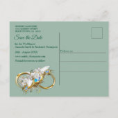 Carte Postale Faire-part Golden Royal Peacock Feathers (Dos)