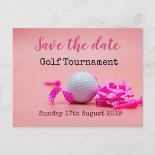 Carte Postale Faire-part Golf Sauvez la date Tournoi de golf sur rose
