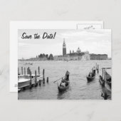 Carte Postale Faire-part Gondolier noir et blanc à Venise (Devant / Derrière)