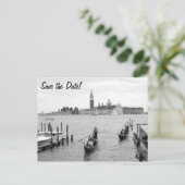 Carte Postale Faire-part Gondolier noir et blanc à Venise (Debout devant)