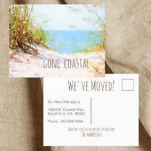 Carte Postale Faire-part Gone Coastal Nouvelle Maison Chemin de Plage Aquar