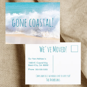 Carte Postale Faire-part Gone Coastal Nouvelle Maison Vague Sur Plage Aquar