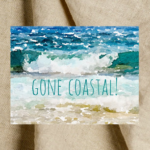 Carte Postale Faire-part Gone Coastal Nouvelle Maison Vague Sur Plage Aquar