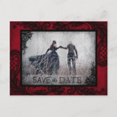 Carte Postale Faire-part Goth Grunge Lace Photo Enregistrer la date (Devant)