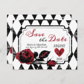 Carte Postale Faire-part Goth Rose Grunge Diamant Imprimer Enregistrer la D (Devant / Derrière)