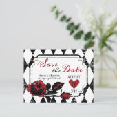 Carte Postale Faire-part Goth Rose Grunge Diamant Imprimer Enregistrer la D (Debout devant)