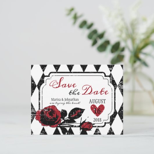 Carte Postale Faire-part Goth Rose Grunge Diamond Imprimer Enregistrer la d (Debout devant)