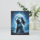 Carte Postale Faire-part Gothic Blue Skeleton Couple Wedding Save the Date (Debout devant)