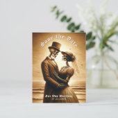 Carte Postale Faire-part Gothic Sepia Skeleton Couple Wedding Save the Date (Debout devant)