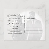 Carte Postale Faire-part Gothic Skeleton Couple Red Roses Save the Date (Dos)